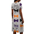 thumbnail image 5 of Halloween Dresses for Women Witch Hat Bat V Neck Spooky Sundress Ghost Pumpkin Short Sleeve Horror Midi Dresses, 3XL, 5 of 5