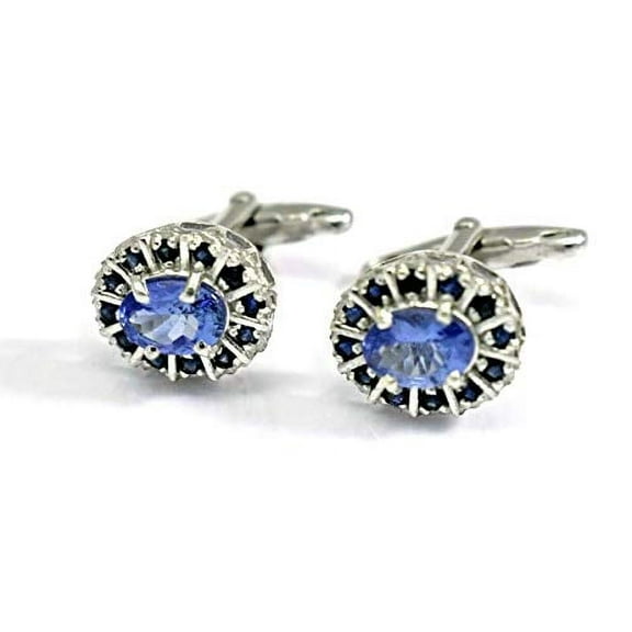 925 Sterling Silver Tanzanite Wedding Cufflinks 2 Ct Tanzanite Cufflinks Sapphire Cufflinks Wedding Cufflinks Groomsmen Cufflinks For Men