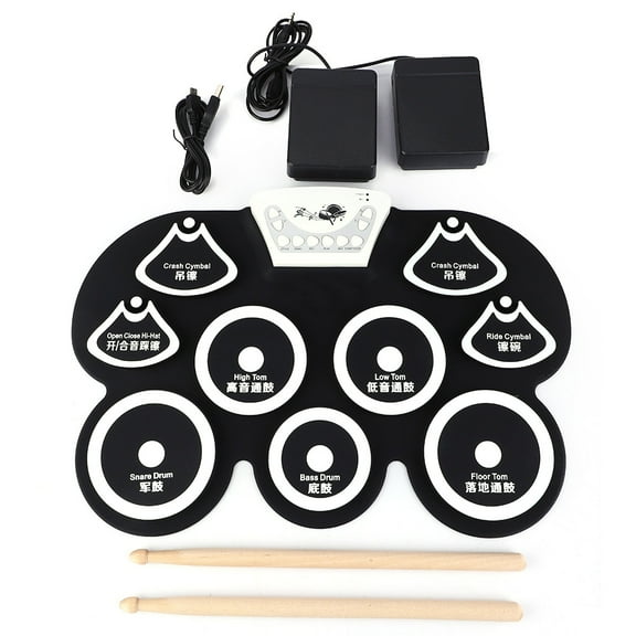5V Silicone Material Portable Foldable Electronic Roll up Drum Pad Kit with Stick
