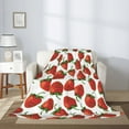 thumbnail image 2 of Throw Blanket for Couch Sofa and Bed, strawberries print Super Soft Plush Throw Blanket, Fuzzy Cuteness Comfy Warm Washable Flannel Blanket & Throws for All Season 40"x30", 2 of 5