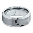 thumbnail image 2 of Tungsten California The Golden State Heart Band Ring 8mm Men Women Comfort Fit Gray Step Bevel Edge Brushed Polished, 2 of 4