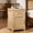 Wood, variant on LELELINKY Boho Rattan Nightstand with Type-C Charging Station, Small Wood Bedside Table with Drawer & Adjustable Shelf for Adult Bedroom, Wood
