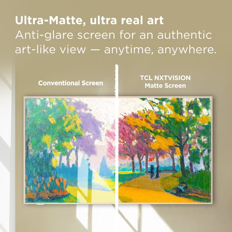 TCL 65" Class NXTVISION TV QLED 4K Smart Google TV and Flush Wall Mount (NEW 2024) - Art TV, Matte Anti-Glare Screen, 120Hz - 65A300W gallery view