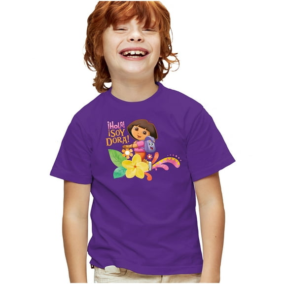 Popfunk Dora The Explorer Hola! Soy Dora! Kids T Shirt for Youth Boys and Girls, Purple, Small