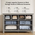 thumbnail image 3 of LGHM 8 Drawer Dresser for Bedroom, Wood Dresser TV Stand, Farmhouse Long Chest of Drawers for Living Room, Hallway, Entryway, Gray, 3 of 10