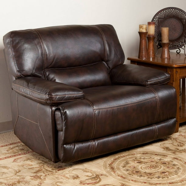 Pegasus Synthetic Leather Power Recline, Oversized Leather Recliner For Two Persons