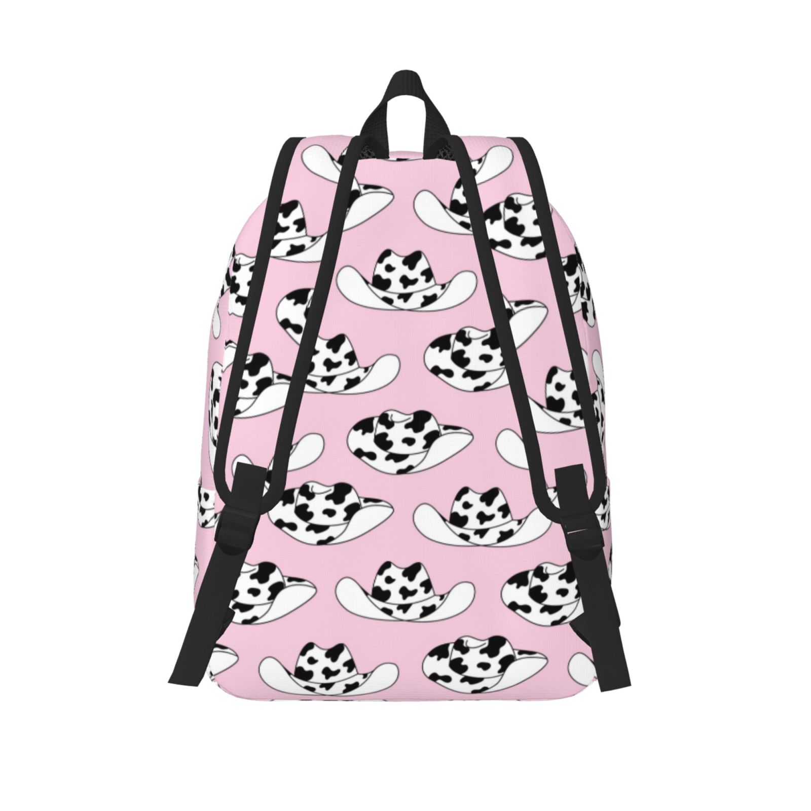Travel Laptop Backpack - Cartoon Cow Print Cowboy Hat Lightweight Canvas Backpack, Wear Resistant Computer Backpack Bag Fit {sizeName} Laptop for Men Women with Adjustable Padded Shoulder Straps