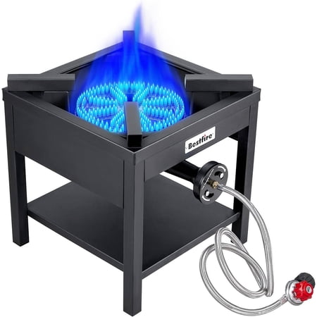 260,000 BTU Outdoor Propane Gas Stove with 0–20 PSI Adjustable Regulator and Steel-Braided Hose