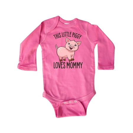 

Inktastic This Little Piggy Loves Mommy- cute Gift Baby Boy or Baby Girl Long Sleeve Bodysuit