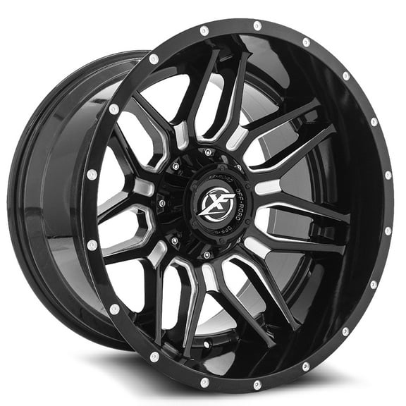 22x12 XF Off-Road XF-222 Gloss Black & Milled Wheel 6x135/6x5.5 (-44mm)
