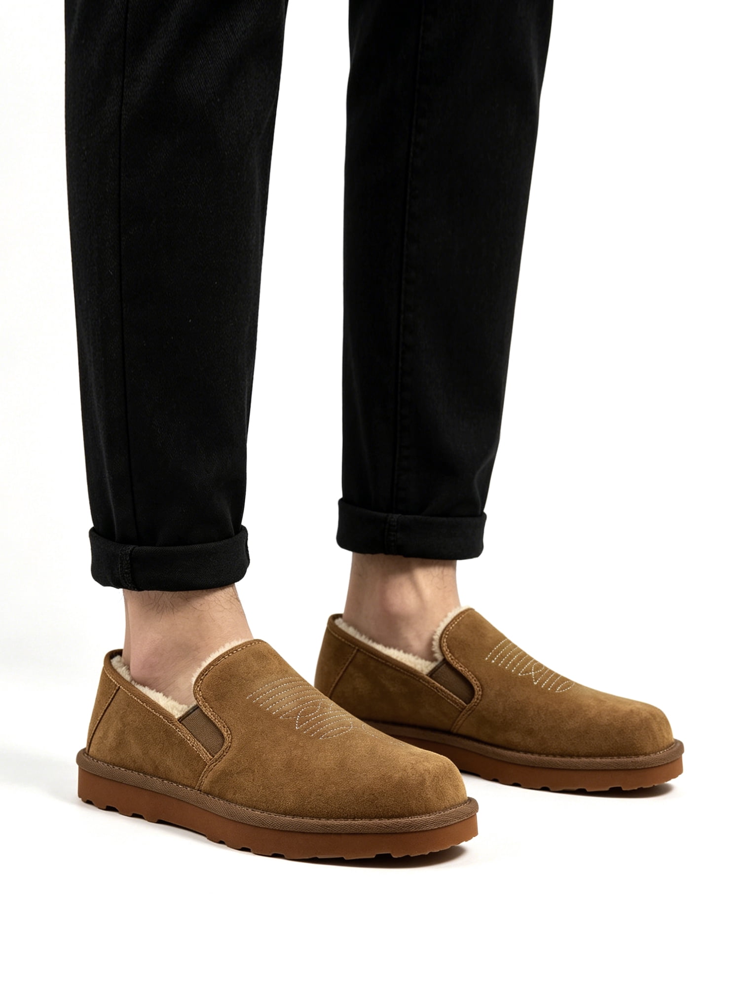 GEORGE MEN`S WESTERN SLIPPER GENUINE SUEDE