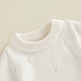 thumbnail image 6 of Cjfdfy Newborn Baby Girl Knit Fall Sweater Romper Long Sleeve O Neck Ruffle Trim Eyelet Knit Playsuit Infant Baby Girl Soft White Knit Sweater Pullover Clothes Size 0-12M, 6 of 9
