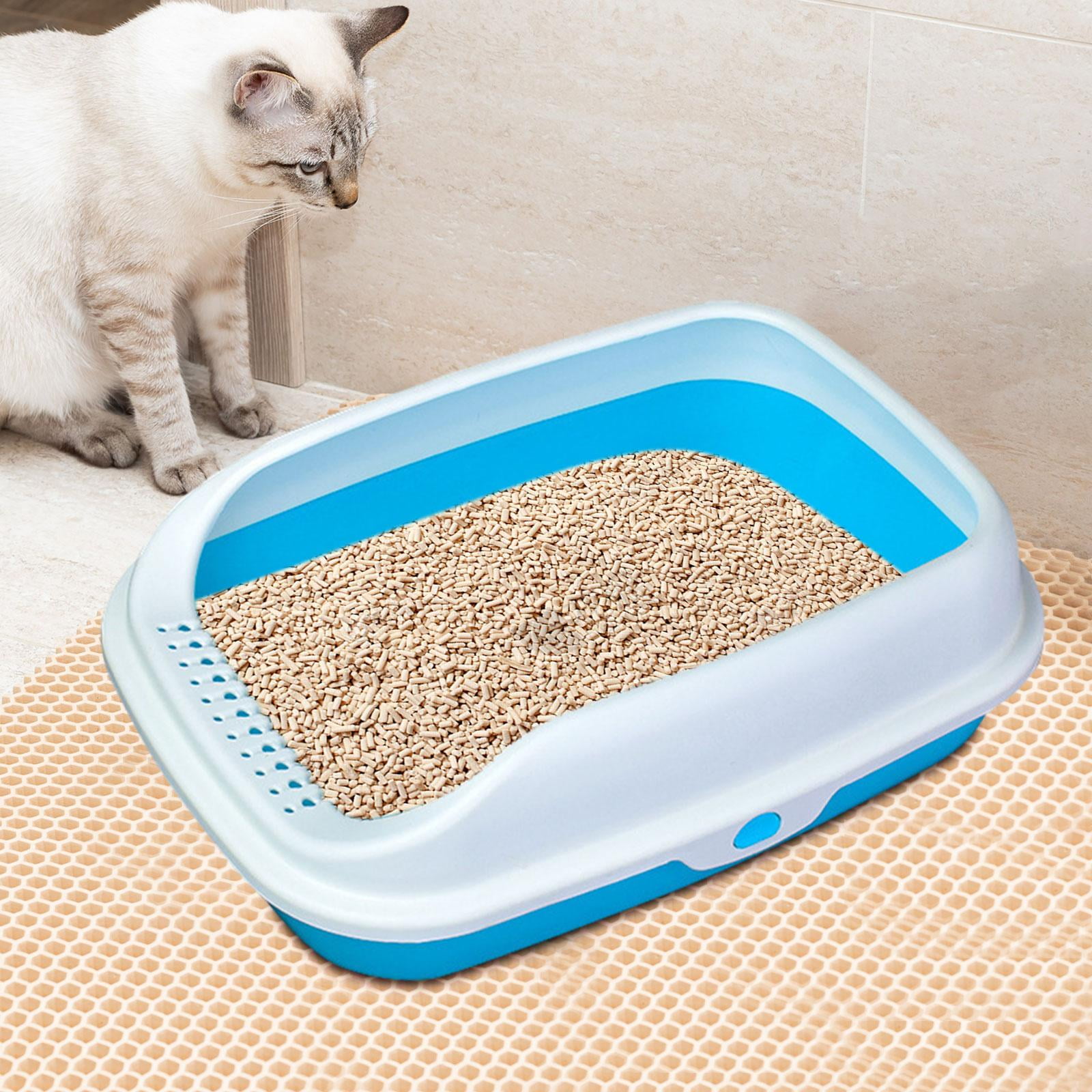 Cat Litter Tray Pet Litter Pan Opening Top Pet Litter Tray Cat Sand Box Splashproof Cats Toilet Cat Toilet Semi Enclosed for Pet Supplies Rabbit Blue Medium