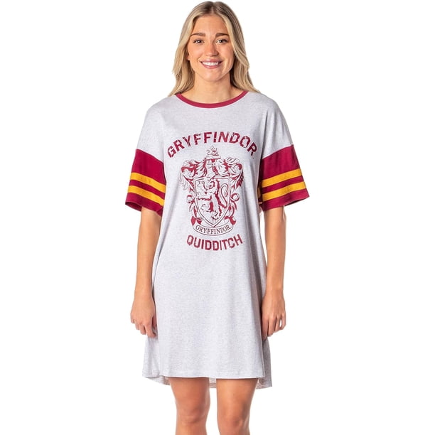 Harry Potter Women's Hogwarts All Houses Quidditch Nightgown Pajama Shirt Dress