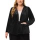 thumbnail image 1 of Blazers de terciopelo de talgrande pamujer con cuello en V, solacon muescas, informal, peplum Negro 4X, 1 of 6