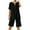 Black, variant on Linen Short Sets for Women 2 Piece Short Sleeve Shirts Wide Leg Shorts Loose Fit Casual Cotton Linen Sets Summer Outfits Blue, Size XXL
