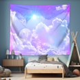 thumbnail image 2 of Purple Cloud Tapestry Wall Hanging Aesthetic Backdrop Pastel Ceiling Wall Decor for Girls Bedroom Living Room Dorm, 60x50 inch, 2 of 13