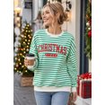 thumbnail image 4 of DEXIO Women's Oversized Christmas Vibes Sweatshirt Striped Long Sleeve Crewneck Pullover Shirt Loose Fit Winter Xmas Holiday Sweatshirts M Green, 4 of 12