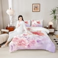 thumbnail image 4 of Castle Fairy Flying Pink Butterfly 2Pcs Bedding Comforter Set for Children Women Girls,Floral Pink Rose Twin Comforter Sets,Gradient Ombre Breathable Bedding Set,Luxury Bedroom Decor, 4 of 8