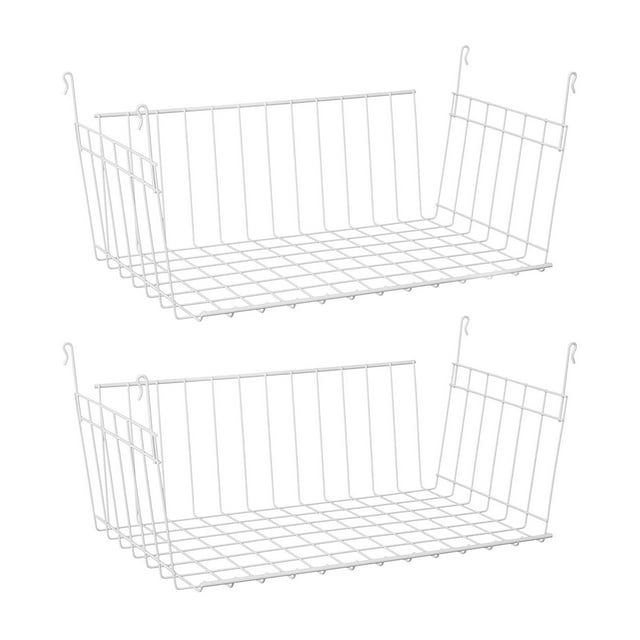 ClosetMaid 17 In Wide Hanging Basket for Wire Shelving, White (2 Pk)