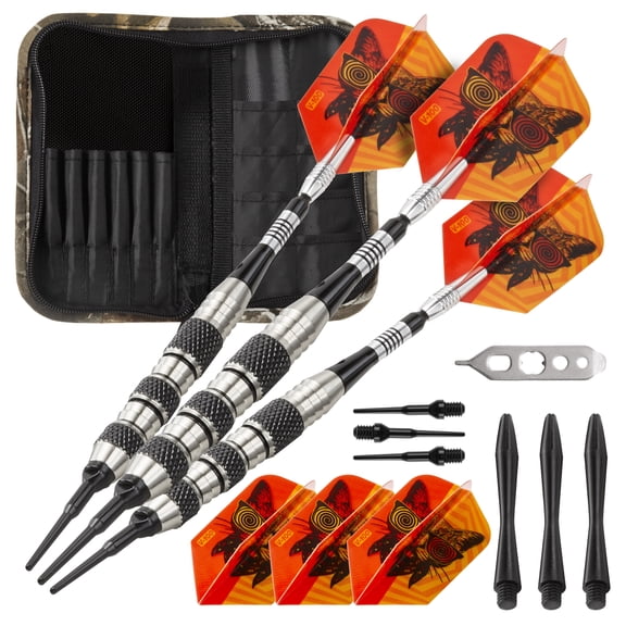 Viper The Freak Soft Tip Darts Knurled and Shark Fin Barrel 18 Grams and Casemaster Realtree Hardwoods Deluxe Camouflage Dart Case