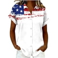 thumbnail image 2 of Mifsaly Short Sleeve Button Down Shirts for Women Lapel Collar V Neck Blouses Patriotic Hearts American Flag Print Independence Day Tops 2026 S, 2 of 6