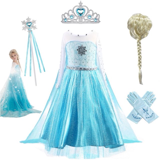 Vestidos de princesa para niña, disfraz de Elsa, corpiño de cristal sintético ostentoso, vestido de fiesta de Elsa, Cosplay de reina de la nieve Fivean unisex