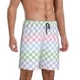 thumbnail image 2 of Kdxio Colorful Checkerboard Print Mens Sleep Shorts Bottoms Soft Comfy Pajama Wear Pants with Drawstring Pockets, 2 of 5