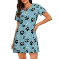 thumbnail image 1 of Fotbe Cute Dog Footprints Bata de Dormir para Mujer con Estampado, Camisón de Algodón de Manga Corta, Ropa de Dormir Casual, 1 of 6