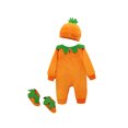 thumbnail image 5 of 3Pcs Newborn Baby Boys Girls Pumpkin Long Sleeve Velvet Romper Halloween Casual Caps Shoes Outfits, 5 of 10