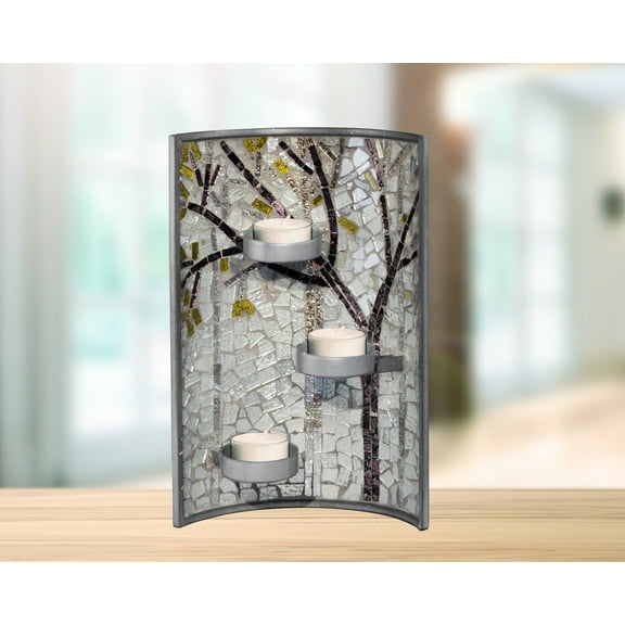 11" Tree Mosaic Tealight Candle Holder