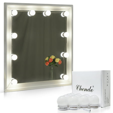 Chende Hollywood LED Vanity Mirror Light Kit for Makeup Dressing with Dimmable Light 10 Bulbs Gift, Length Adjudtable（Mirror Not (Best Light Bulbs For Vanity Mirror)