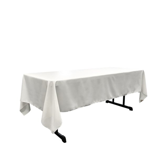 Mantel rectangular LA Linen popelina de poliéster 60 por 126 pulgadas blanco TCpop60x126_WhiteP11
