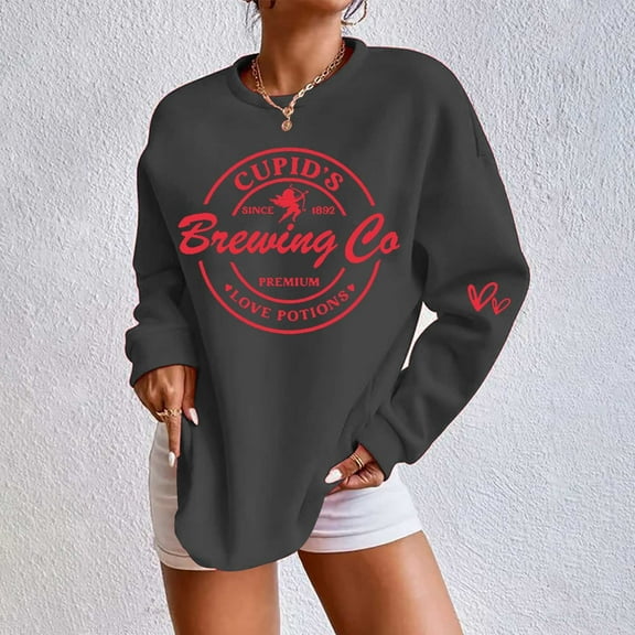 Women's Love Brewing Co Casual Sweatshirt Crewneck Long Sleeve Womens Pullover Tops Fall Sweatshirt