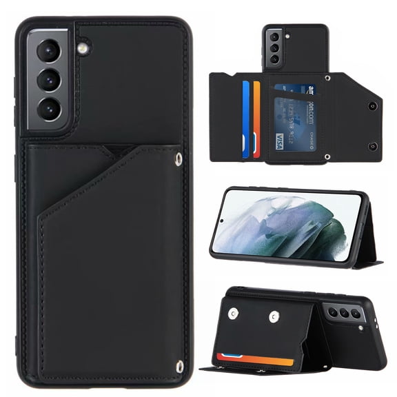 for Samsung Galaxy S23 Case with Card Holder,Wallet Case for Women Men with RFID Blocking, Durable Kickstand Shockproof Leather Magnetic Closure Phone Case for Samsung Galaxy S23,Black