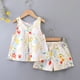 thumbnail image 5 of Conjuntos de camiseta sin mangas de cuello redondo para niños, traje fino de verano para niñas, conjunto de dos piezas de camiseta sin mangas y pantalones cortos, ropa de casa, conjunto de algodón par, 5 of 9