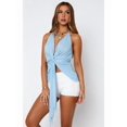 thumbnail image 4 of Women Sheer Mesh Halter Top Deep V Neck Split Hem Y2k Tank Tops Tie Back Sleeveless Flowy Camis Shirt M, 4 of 8