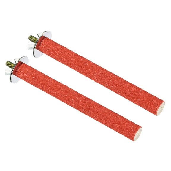 0.6x5.5" Bird Paw Grinding Stick Parrot LoveBird Parakeet Cockatiel Perch Stand, Red 2 Pack
