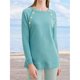 thumbnail image 4 of Sudadera con Capucha de Manga Larga para Mujer Cuello Redondo Top de Mujer de Color Puro con Botones de Metal para Vacaciones Viajes Compras Escuela Oficina Azul XL, 4 of 6
