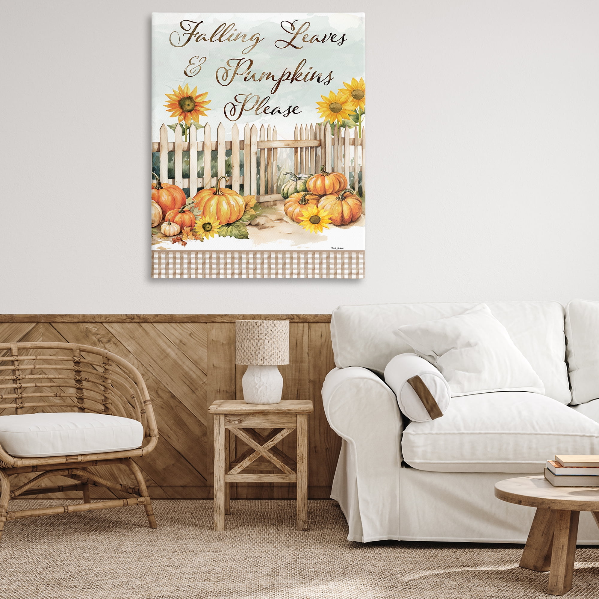 Stupell Industries Pumpkins Please Sentiment Botanical & Floral Painting Gallery Wrapped Canvas Art Prints Wall Art, 36 x 48