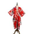 thumbnail image 2 of Asian Home Flower Peacock Satin Silk Kimono Robe, Dressing Gown, Bridal, Gift (Red), 2 of 6