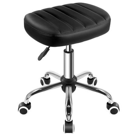 WIAIO Minimalist Square Swivel Stool with Wheel for Work SPA Shop Massage Height-adjustable Rolling Stool Chair,Black