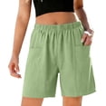 thumbnail image 2 of ITSAME Womens Cotton Shorts Straight Leg Elastic Waist Summer Loose Casual Shorts with Pockets Mint Green Size 2XL, 2 of 7