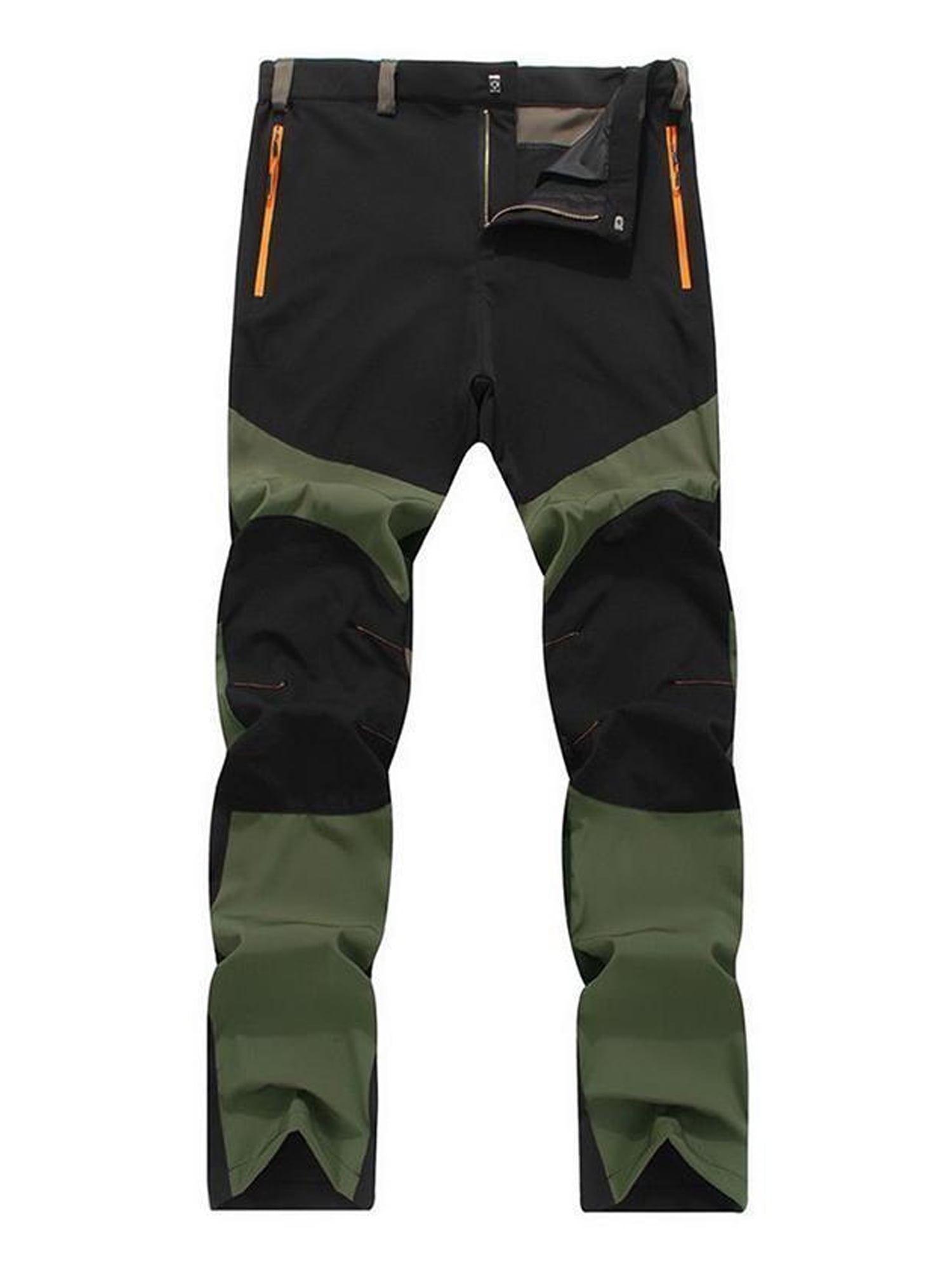 SHIBAOZI Men's Lightweight Quick Dry Convertible Hiking Trousers Outdoor Climbing Water Resistant Pants with Zipper Pockets, Size: Large, Green