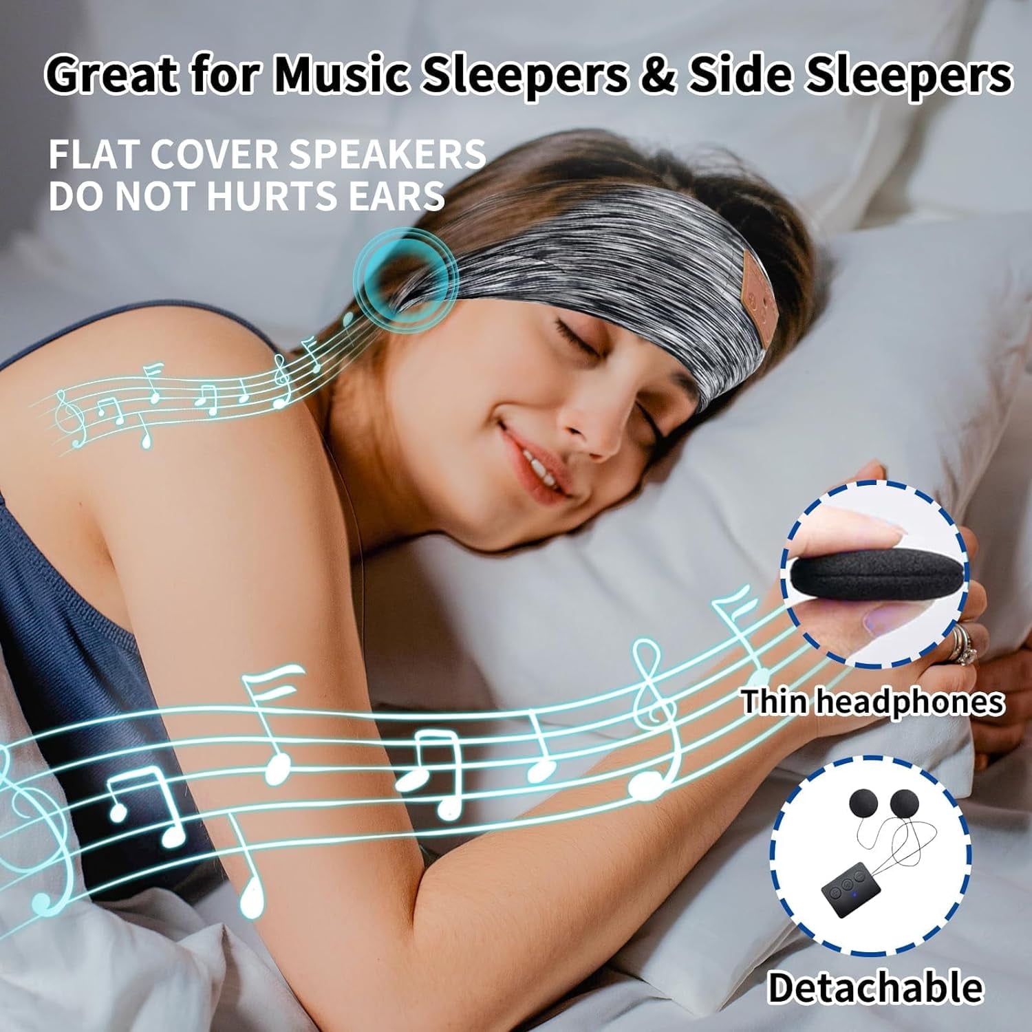 DIMEN Sleep Headband Headphones Bluetooth with Mic - HD Sound for Side Sleepers, Yoga & Sports