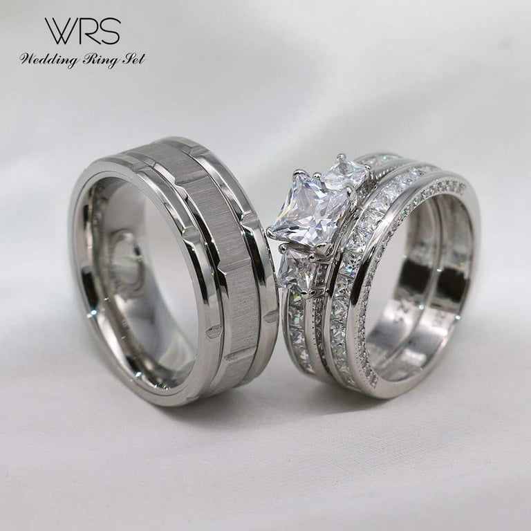 His and Hers Couple Ring Bridal Set