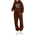 thumbnail image 4 of Conjunto de sudadera con capucha de manga larga para niños con estampado invernal y pantalones deportivos con lazo en las piernas, deportivo informal con forro polar para mayor calidez, conjunto de do, 4 of 5