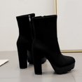 thumbnail image 2 of NECHOLOGY Botas Mujer Adulto Femenino Zapatos Botines de mujer Estilo lateral Cremallera Botas de tacón y gruesas británicas Botas de mujer Botas de mujer con tacón (Black, 8.5), 2 of 7
