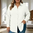 thumbnail image 2 of AUNVITO Women's Plus Size Solid Color Long Sleeve Button Front Shirt with Turn-Down Collar and Pocket Casual and Classic, 2 of 8