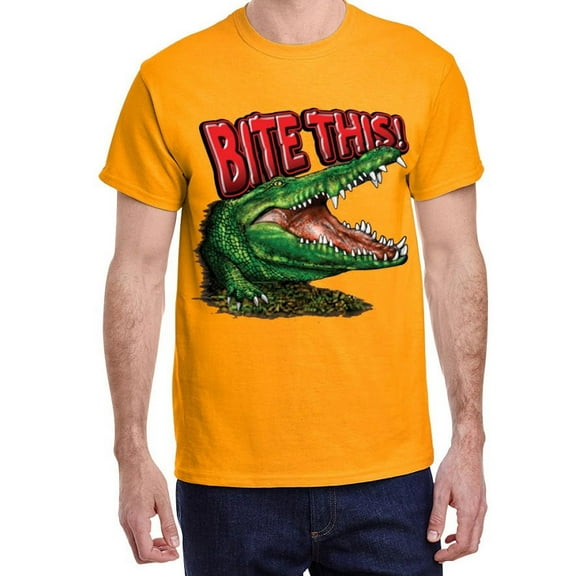 Bite This Funny Rude Florida Alligator Mens T-shirt Short Sleeve